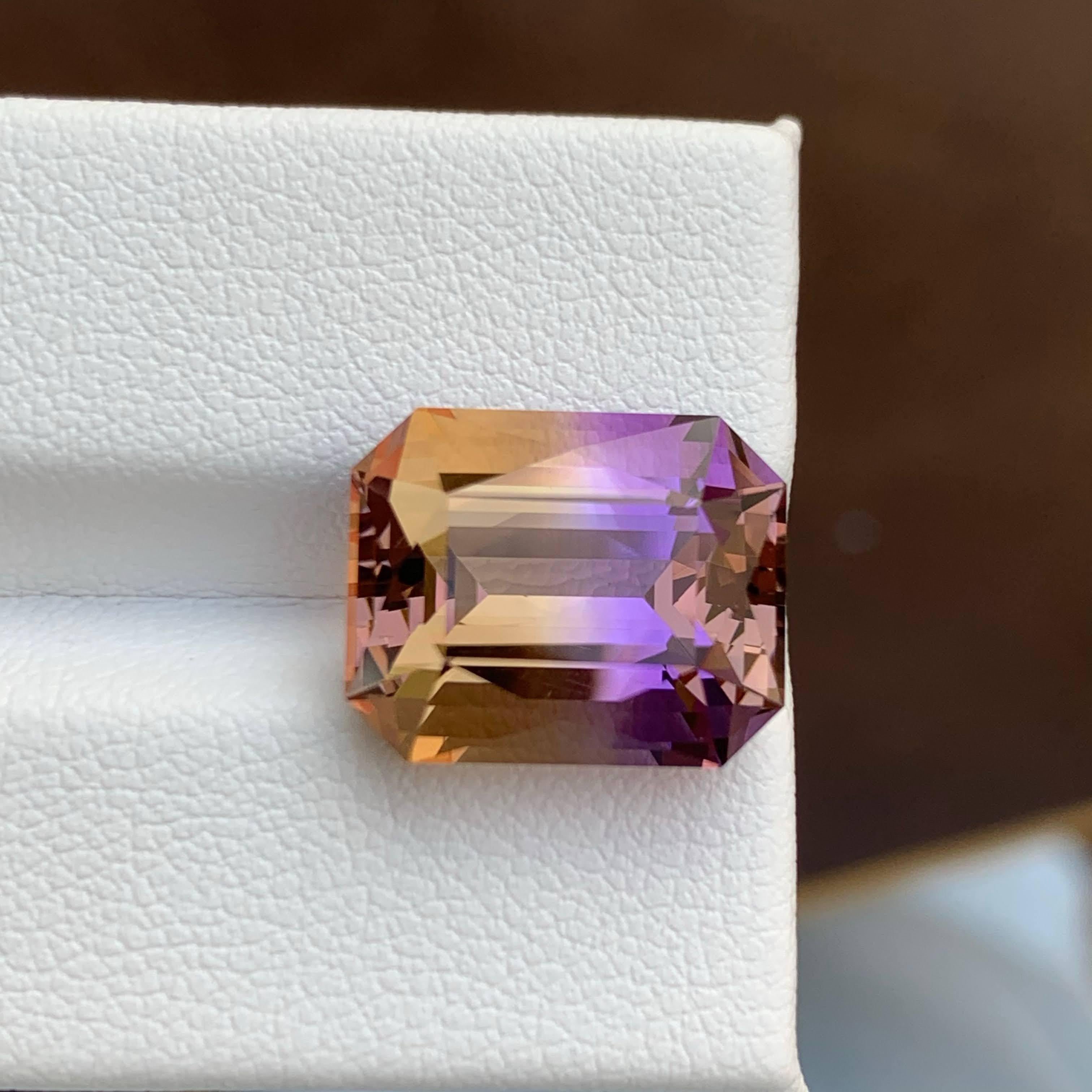10.40 Carat Natural Loose Beautiful Ametrine Stone Emerald Cut Bolivia Gemstone For Sale 4