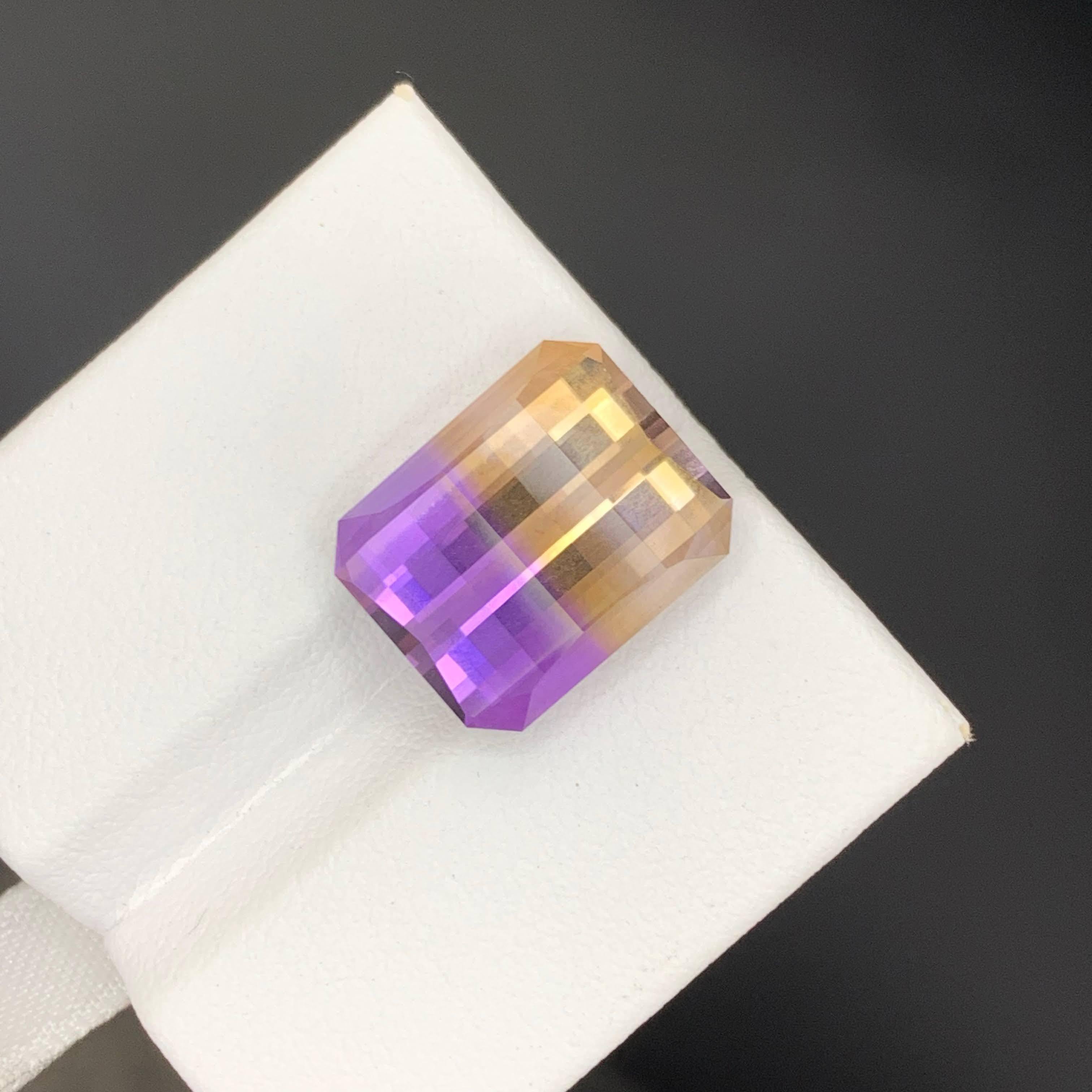 Mixed Cut 10.40 Carat Natural Loose Bi Color Ametrine Stone Pixel Cut Brazilian Gemstone For Sale