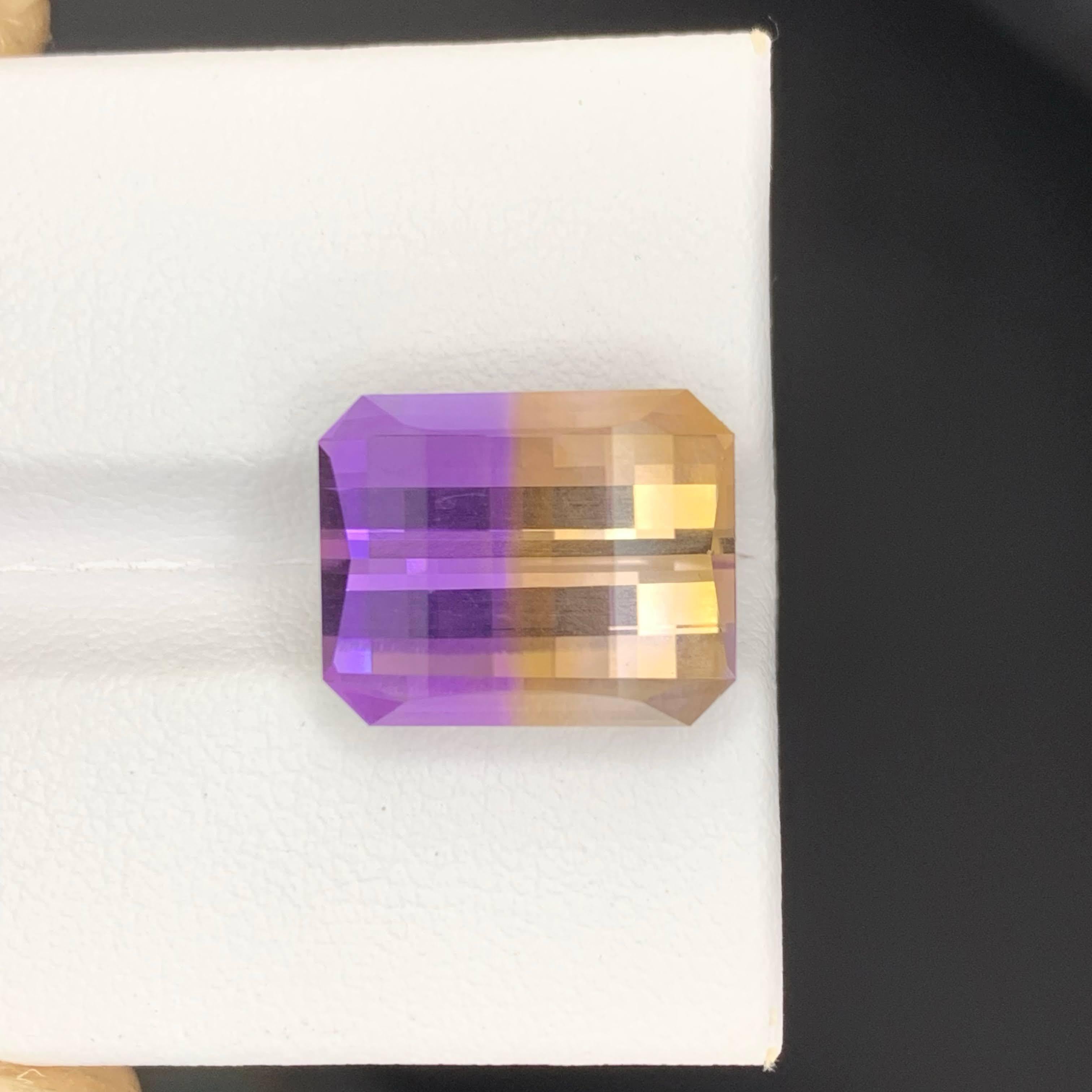 10.40 Carat Natural Loose Bi Color Ametrine Stone Pixel Cut Brazilian Gemstone In New Condition For Sale In Bangkok, TH