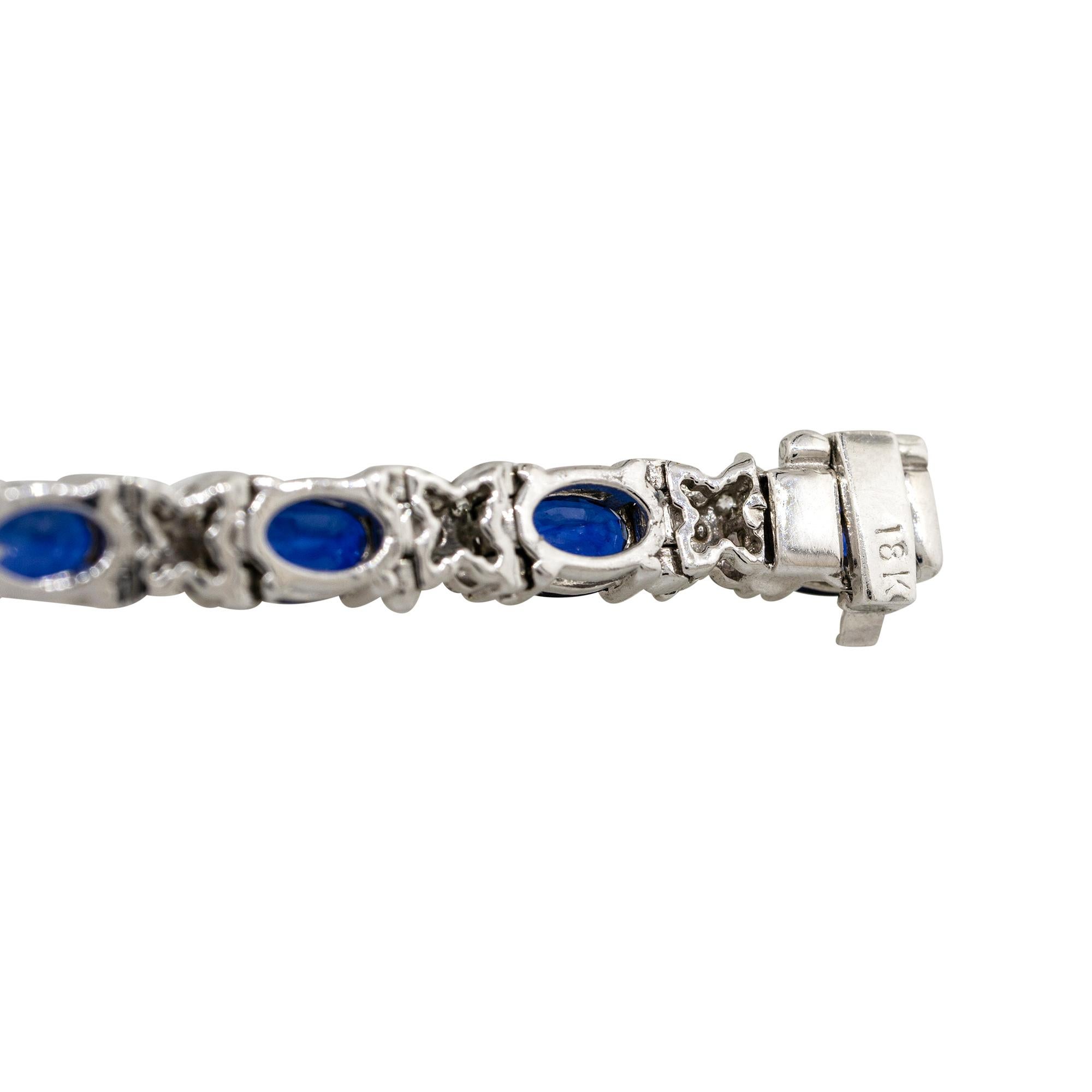 10,40 Karat ovaler Saphir gerades Armband mit Diamanten 18 Karat auf Lager im Zustand „Neu“ in Boca Raton, FL