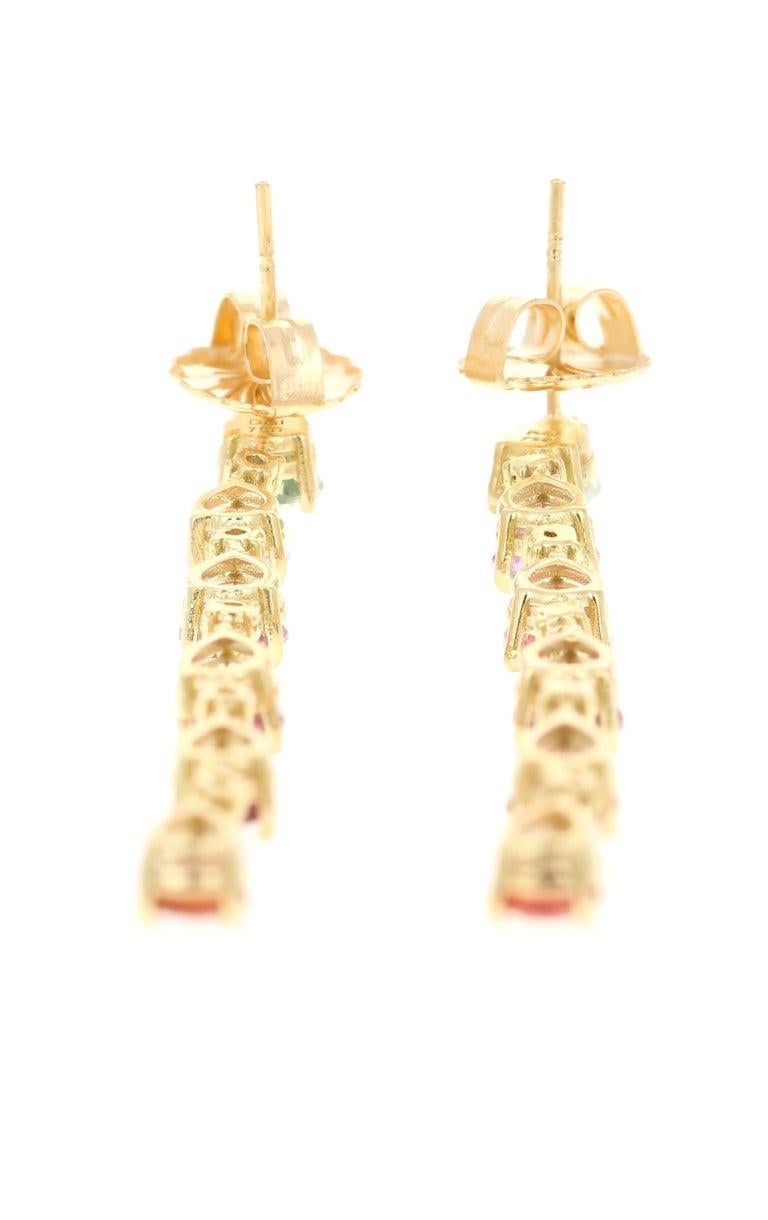 Pear Cut 10.40 Carat Sapphire Diamond Yellow Gold Dangle Earrings