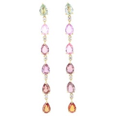 10.40 Carat Sapphire Diamond Yellow Gold Dangle Earrings