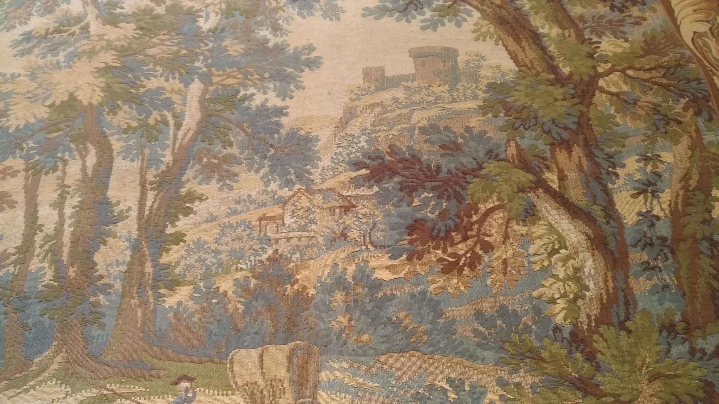 1040 - Vintage Aubusson Style Tapestry Hunting Drawing, France For Sale 2