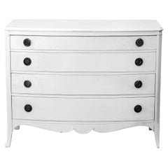 1040's Handpainted Mahogany Bow Front Four Drawer Chest