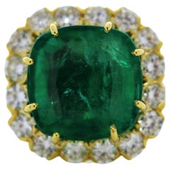 10.41ct Green Emerald and 1.60ctw Diamond Ring in 18K White Gold & Yellow Gold
