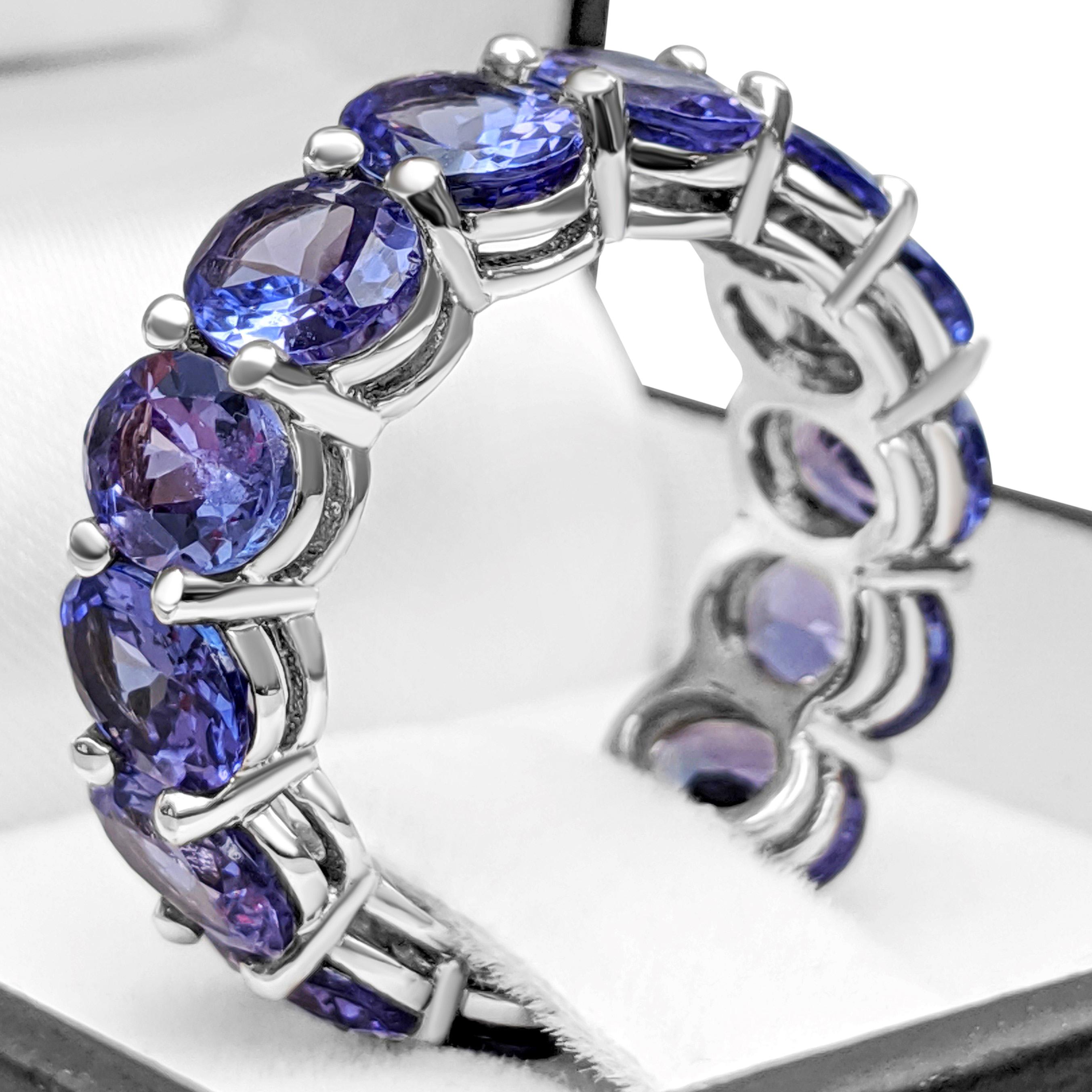 Oval Cut $1 NO RESERVE! -  10.43cttw Tanzanite Eternity Band - 14K White Gold Ring