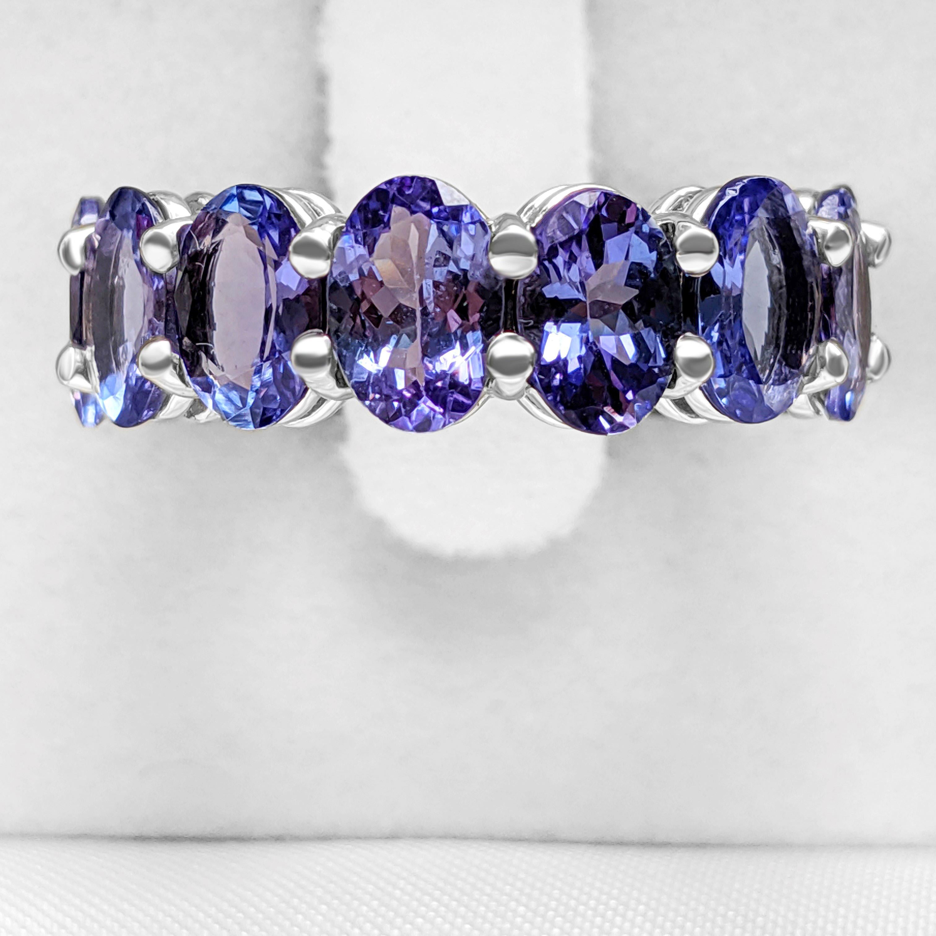 $1 NO RESERVE! -  10.43cttw Tanzanite Eternity Band - 14K White Gold Ring In New Condition In Ramat Gan, IL