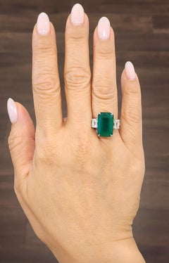 10.43 ct GIA Certified Zambian Emerald & Diamond Ring