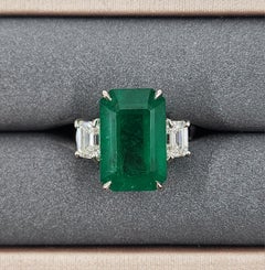 10.43 ct GIA Certified Zambian Emerald & Diamond Ring