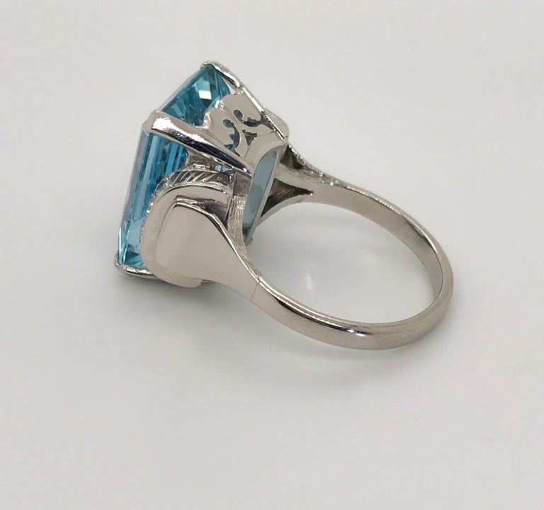 10.45 Carat Aquamarine Diamond and Platinum Cocktail Ring For Sale at ...