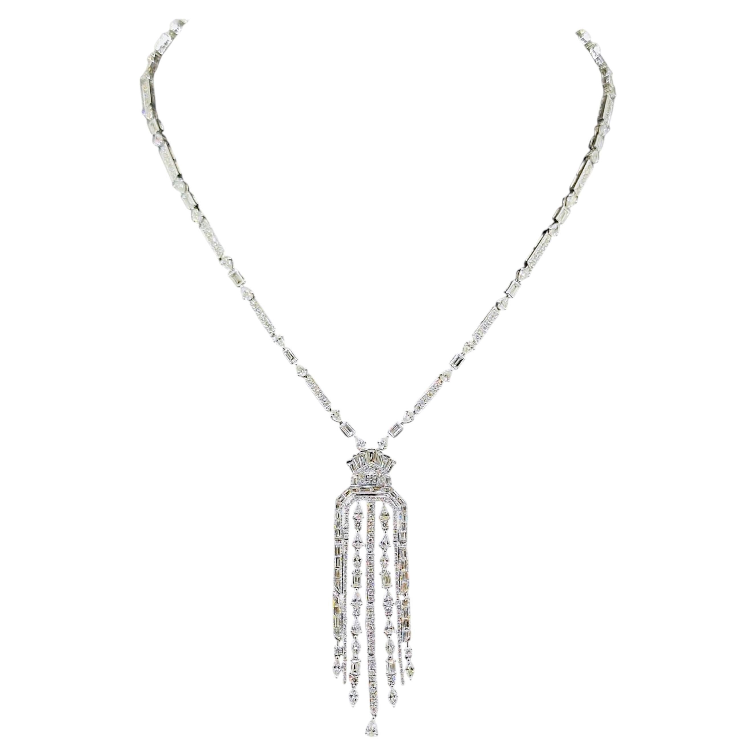 10.45 Carat Diamond White Gold Necklace For Sale