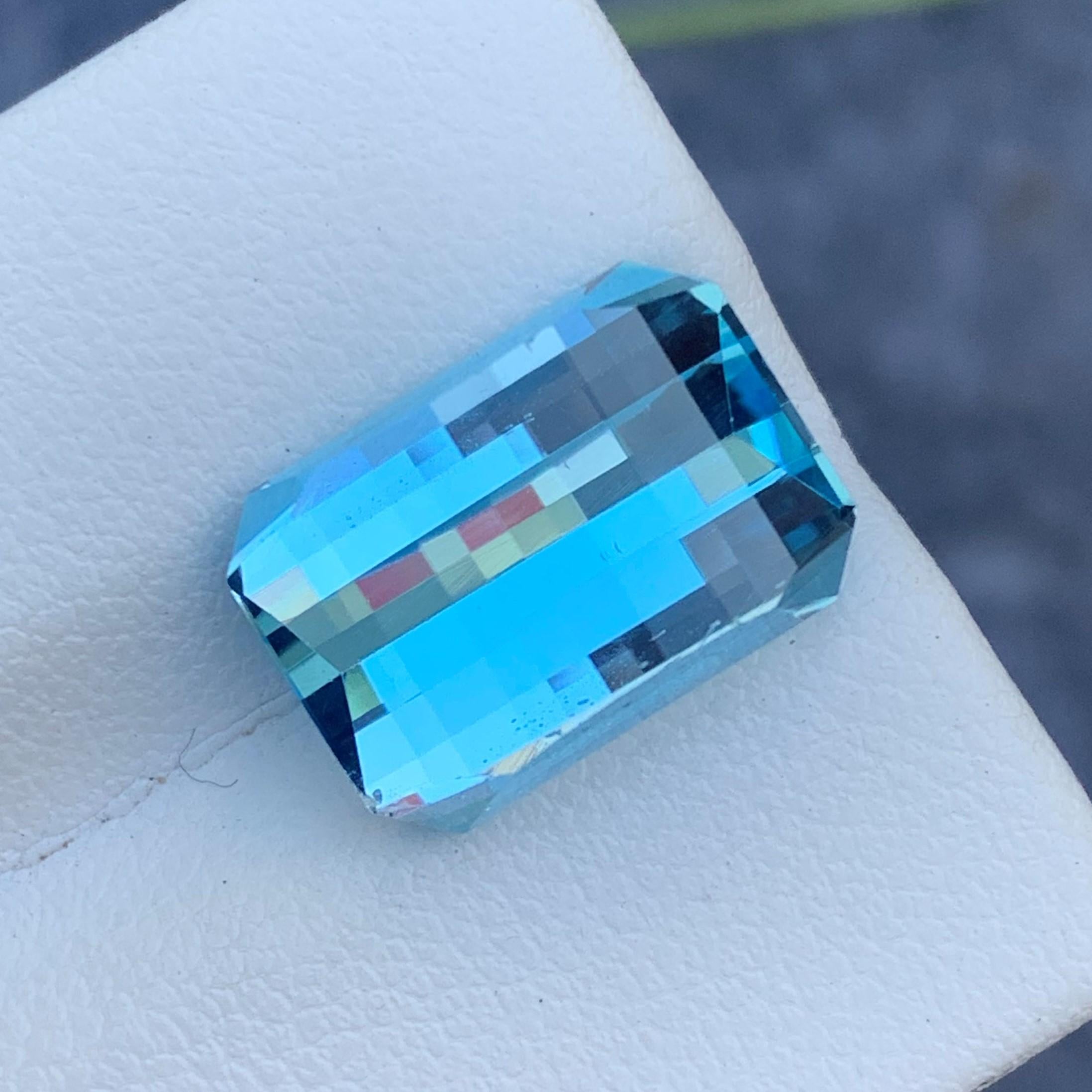 Faceted Sky Blue Topaz 
Weight : 10.45 Carats
Dimensions : 14.1x9.8x7.5 Mm
Origin : Brazil
Clarity : Eye Clean
Shape: Pixel Cut
Color: Blue
Certificate: On Demand
.
Blue Topaz Metaphysical Properties
Blue topaz, in particular, is believed to promote