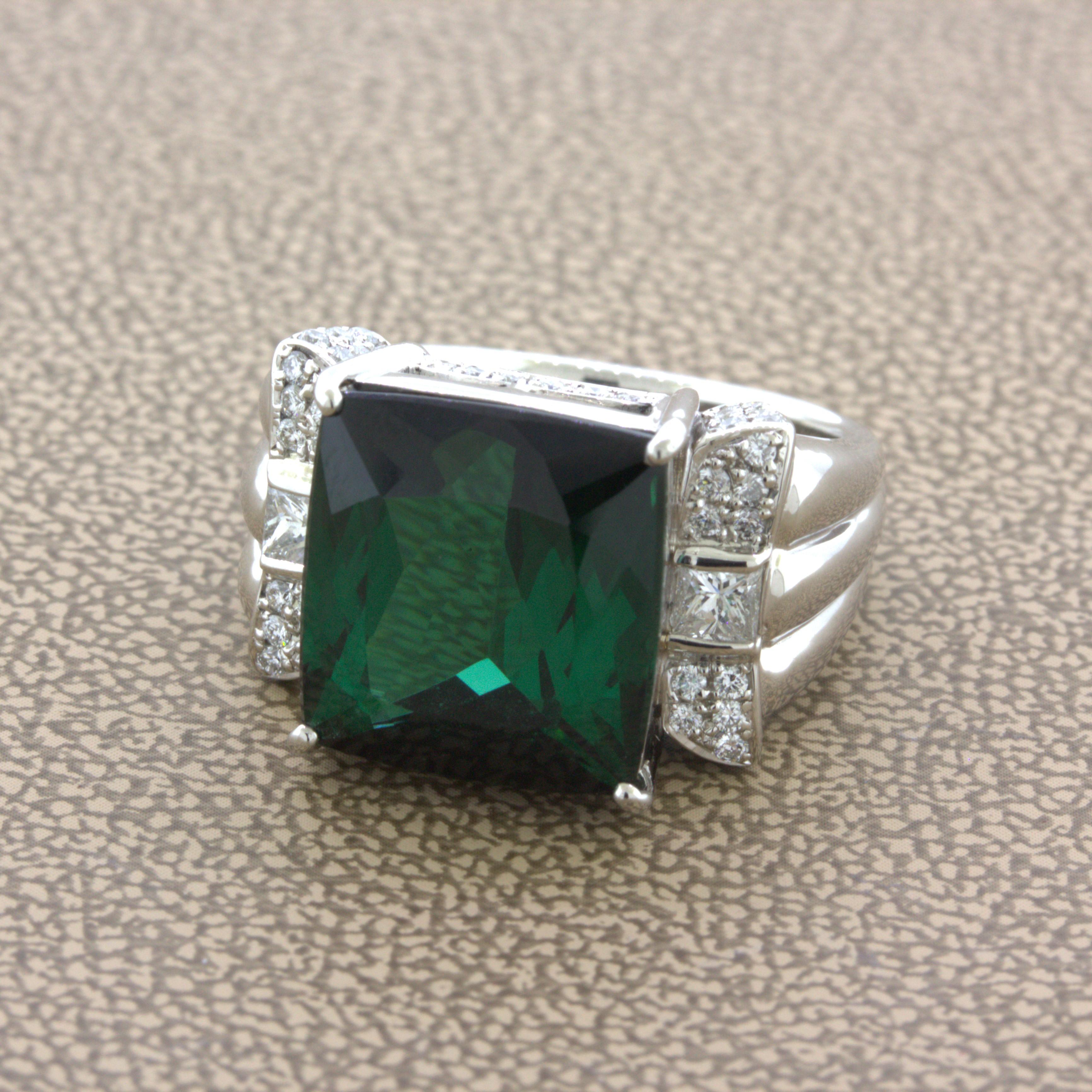 Anello di platino con tormalina indicolite e diamante da 10,45 carati In condizioni Nuovo a Beverly Hills, CA
