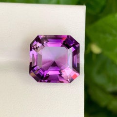 10.45 Carat Natural Loose Purple Amethyst Stone Asscher Cut Brazilian Gemstone