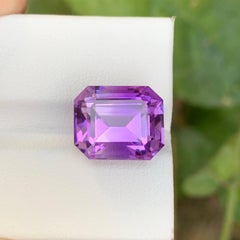 10.45 Carat Natural Loose Purple Amethyst Stone Emerald Cut Brazilian Gemstone