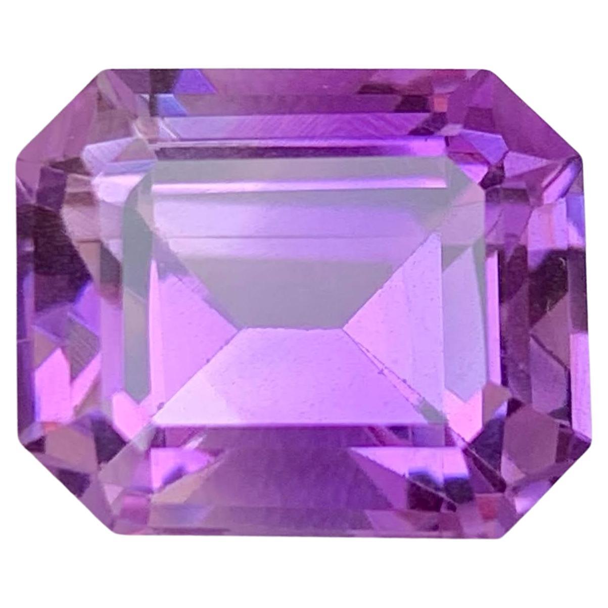 10.45 Carat Natural Loose Purple Amethyst Stone Emerald Cut Brazilian Gemstone