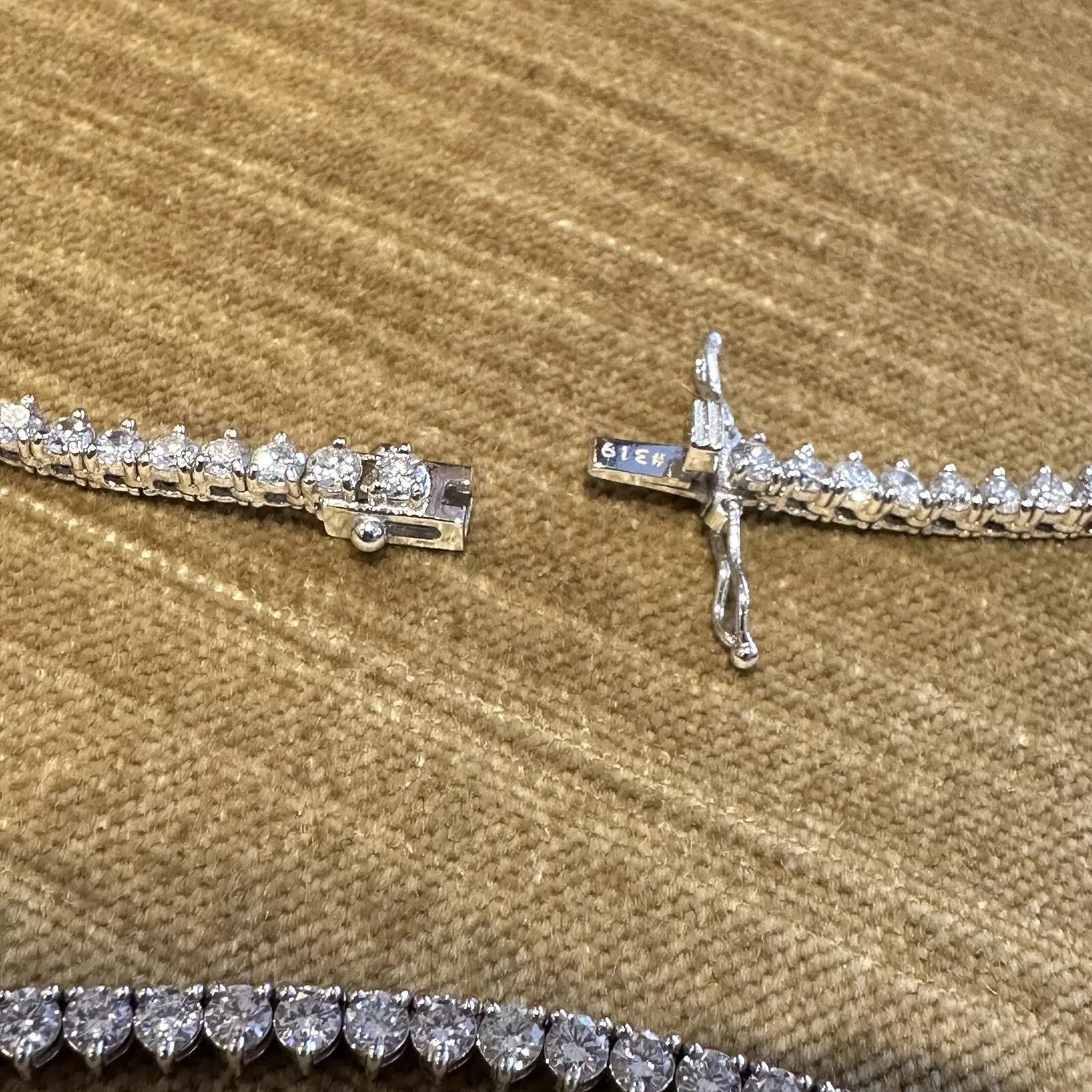 10.45 carats Diamond Tennis Necklace in 18k White Gold 16.5 inches long For Sale 1