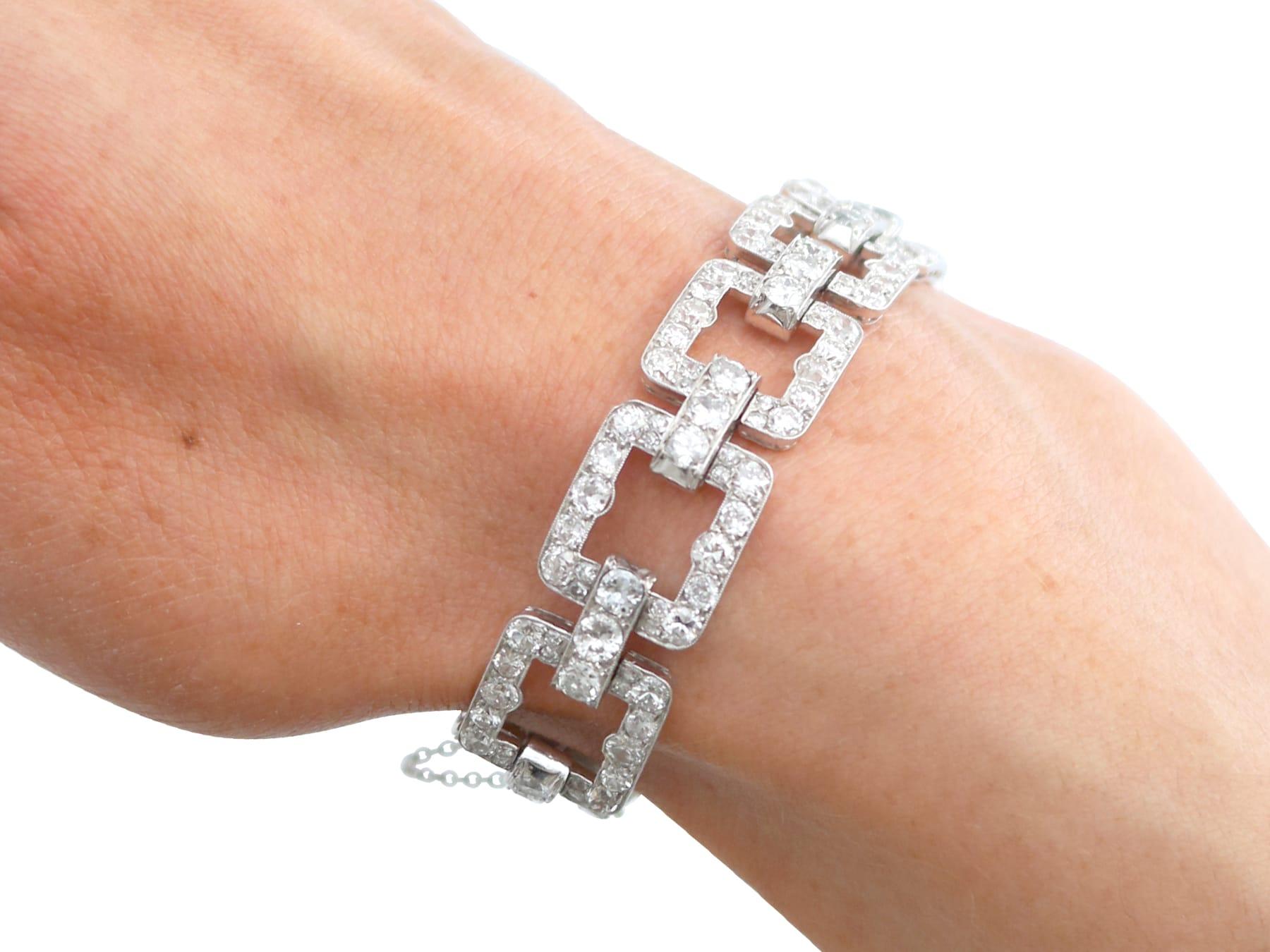 10.45ct Diamond and Platinum Bracelet - Art Deco - Antique French Circa 1920 en vente 9