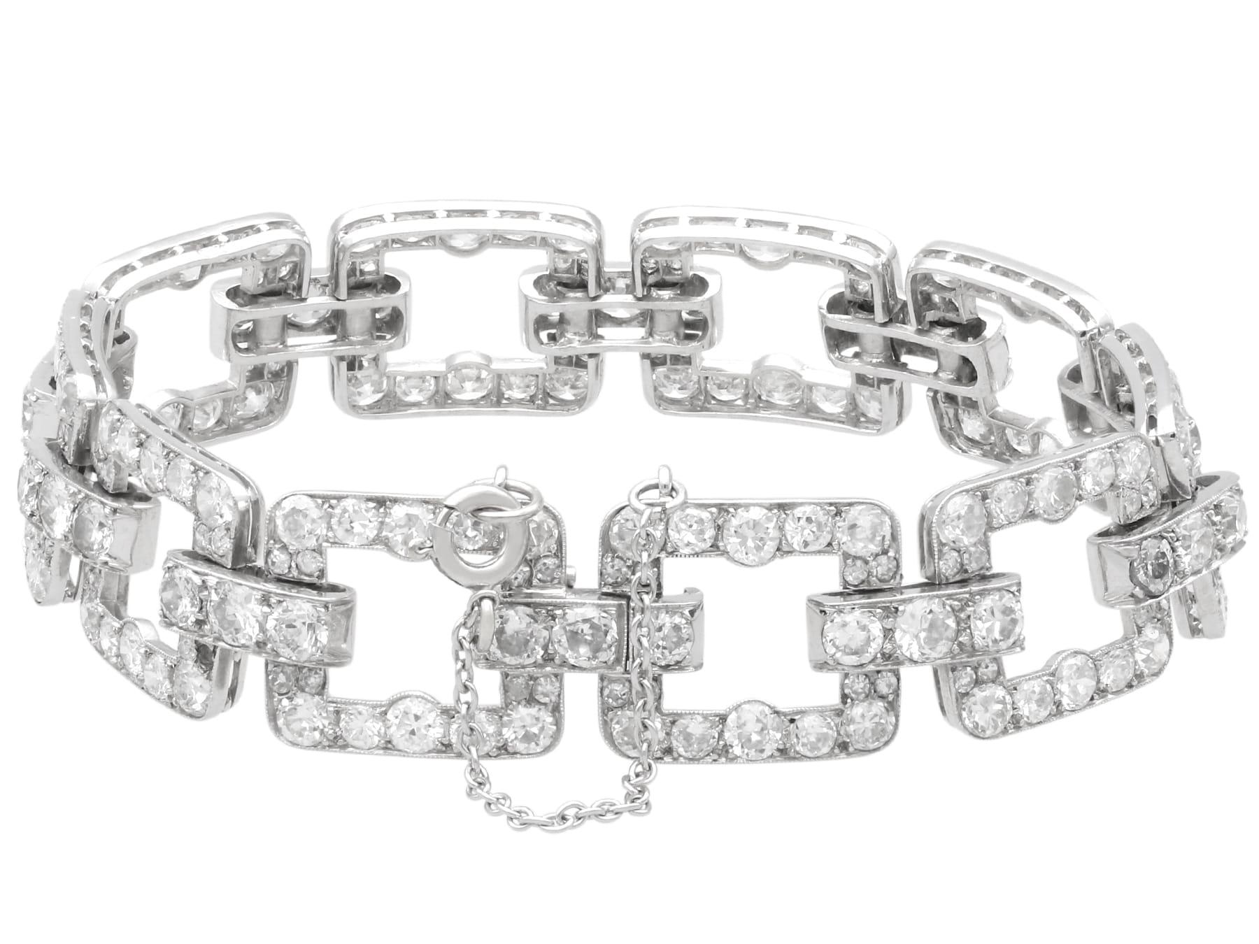 10.45ct Diamond and Platinum Bracelet - Art Deco - Antique French Circa 1920 en vente 3