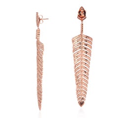 10.46 Carat Diamonds 18 Karat Gold Feather Earrings