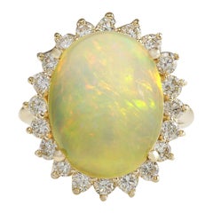 Opal Diamond Ring In 14 Karat Yellow Gold 