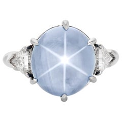 10.46 Carat No Heat Burmese Star Sapphire and Diamond Ring in Platinum