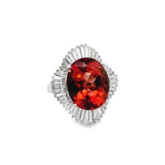 10.46 Carat Tourmaline Diamond Platinum Ballerina Ring