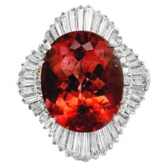 10.46 Carat Tourmaline Diamond Platinum Ballerina Ring