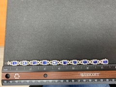 10.47 Carat Cushion cut Sapphire and Diamond Bracelet in 14K White Gold