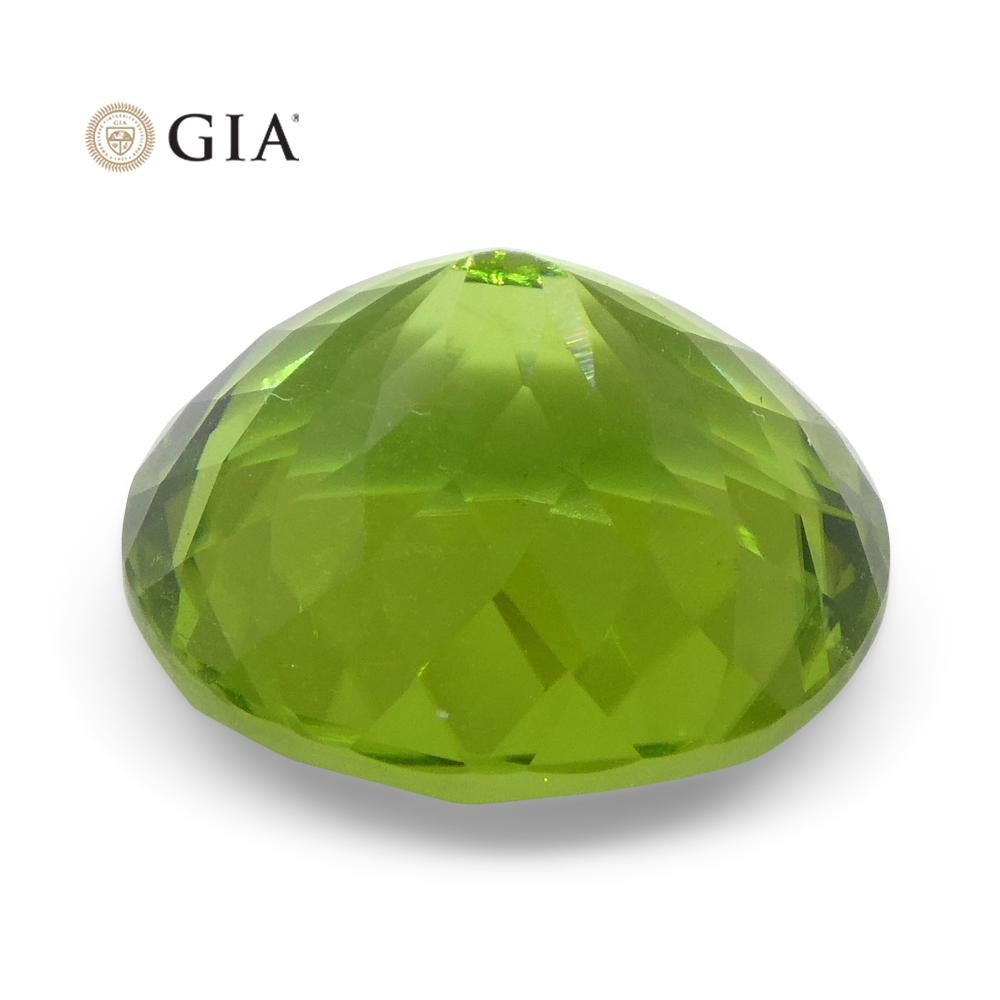 Péridot ovale vert jauneâtre 10,47 carats certifié GIA en vente 3