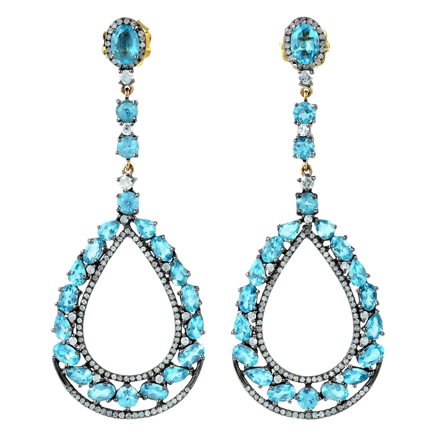 10.48 Carat Apatite Diamond Earrings