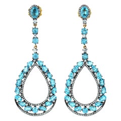 10.48 Carat Apatite Diamond Earrings
