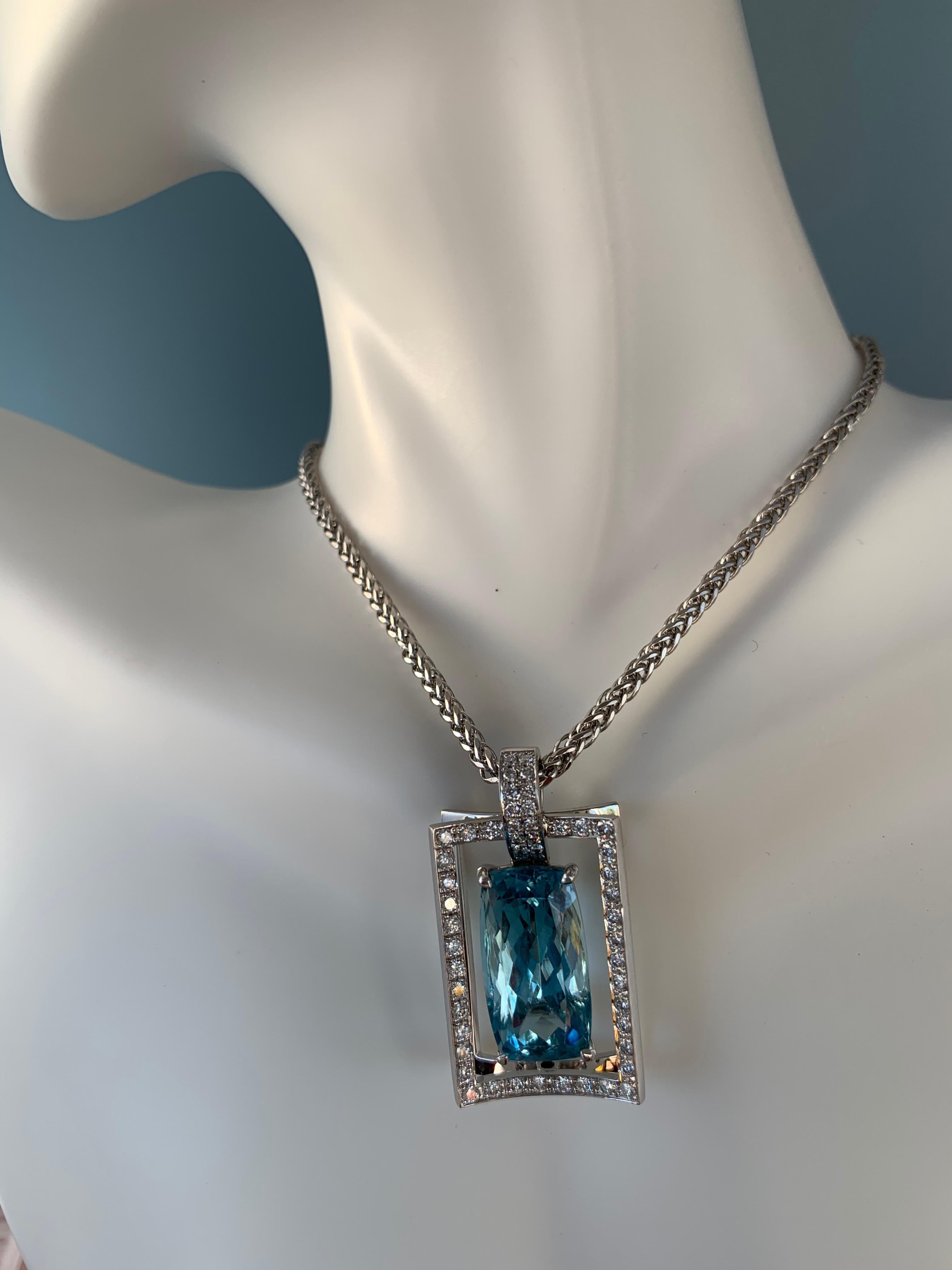 Aquamarine is the birthstone for March. It is a member of the Beryl family of gemstones. The rough can be found on all continents, The Aquamarine in this pendant was purchased as rough from Africa and cut by Bill. It was faceted in the antique