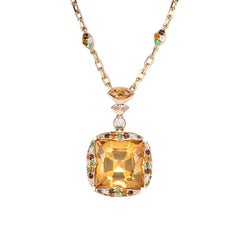Sunita Nahata Citrine 10.48ct. Pendant in 18KYG with Gemstone and Diamond.