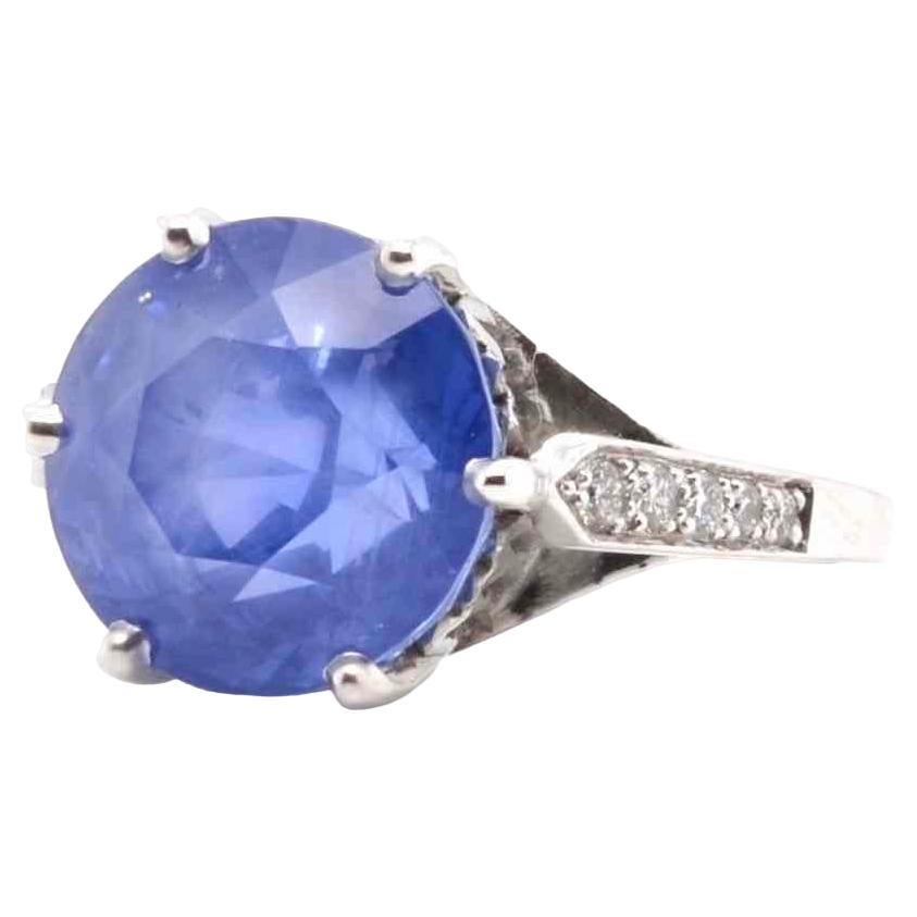 10.48 Carats Ceylon Sapphire Diamond Ring in Platinum For Sale