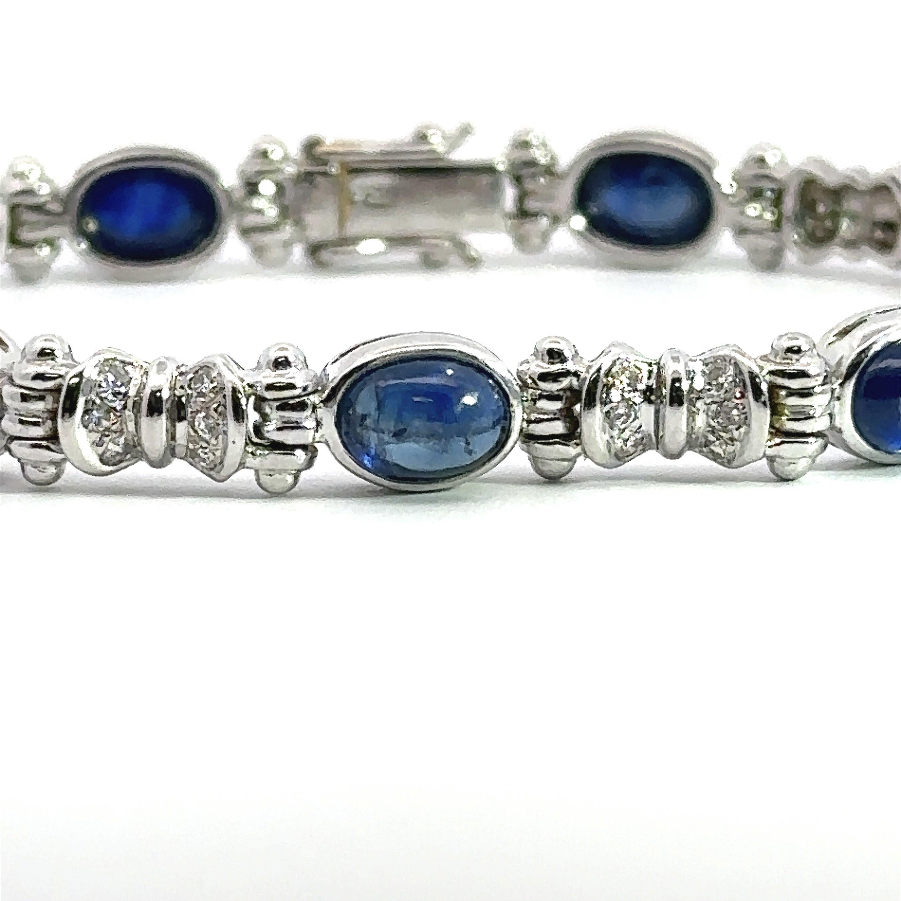 10.48CT Blue Sapphire and Diamond 18K Gold Bracelet en venta 5