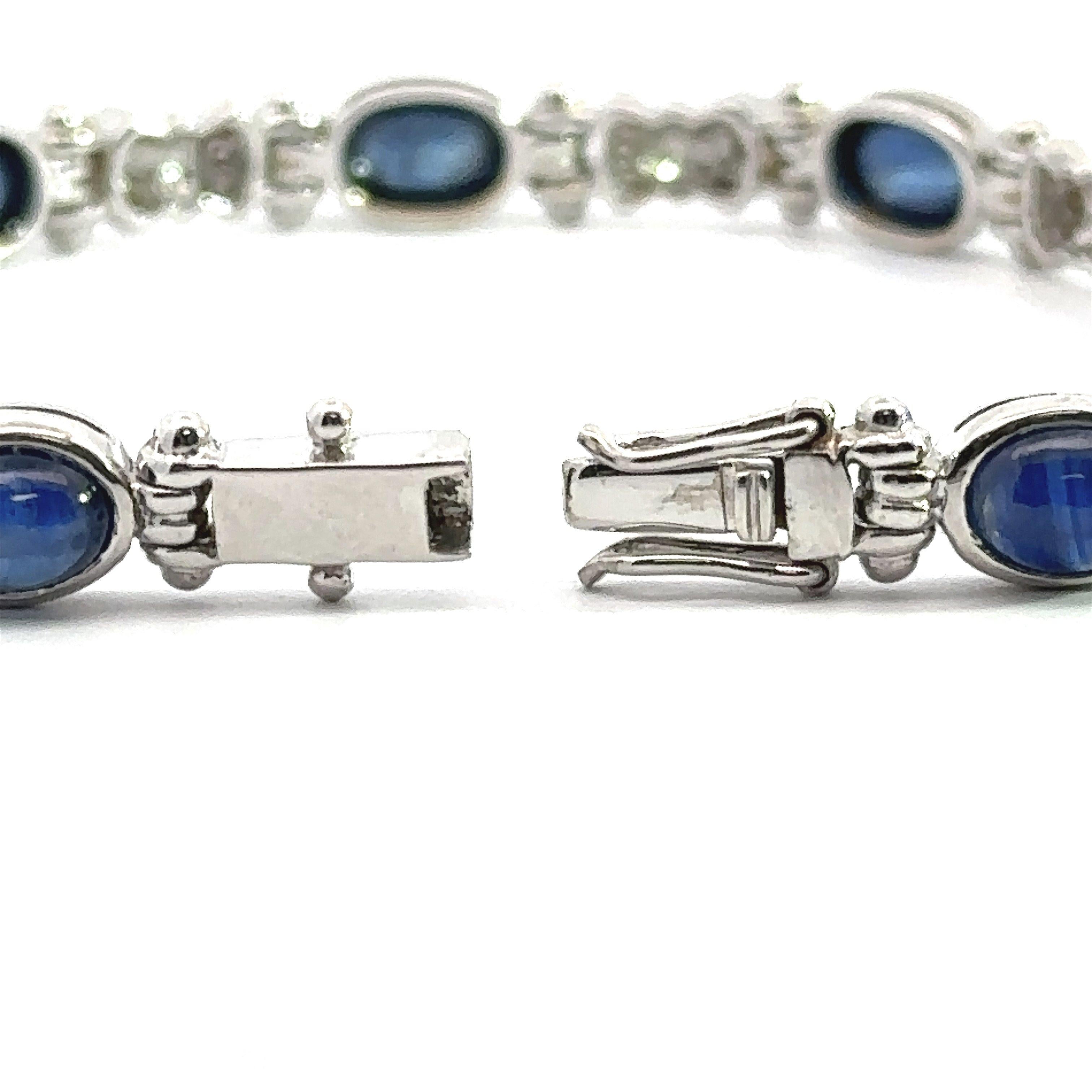 10.48CT Blue Sapphire and Diamond 18K Gold Bracelet en venta 6