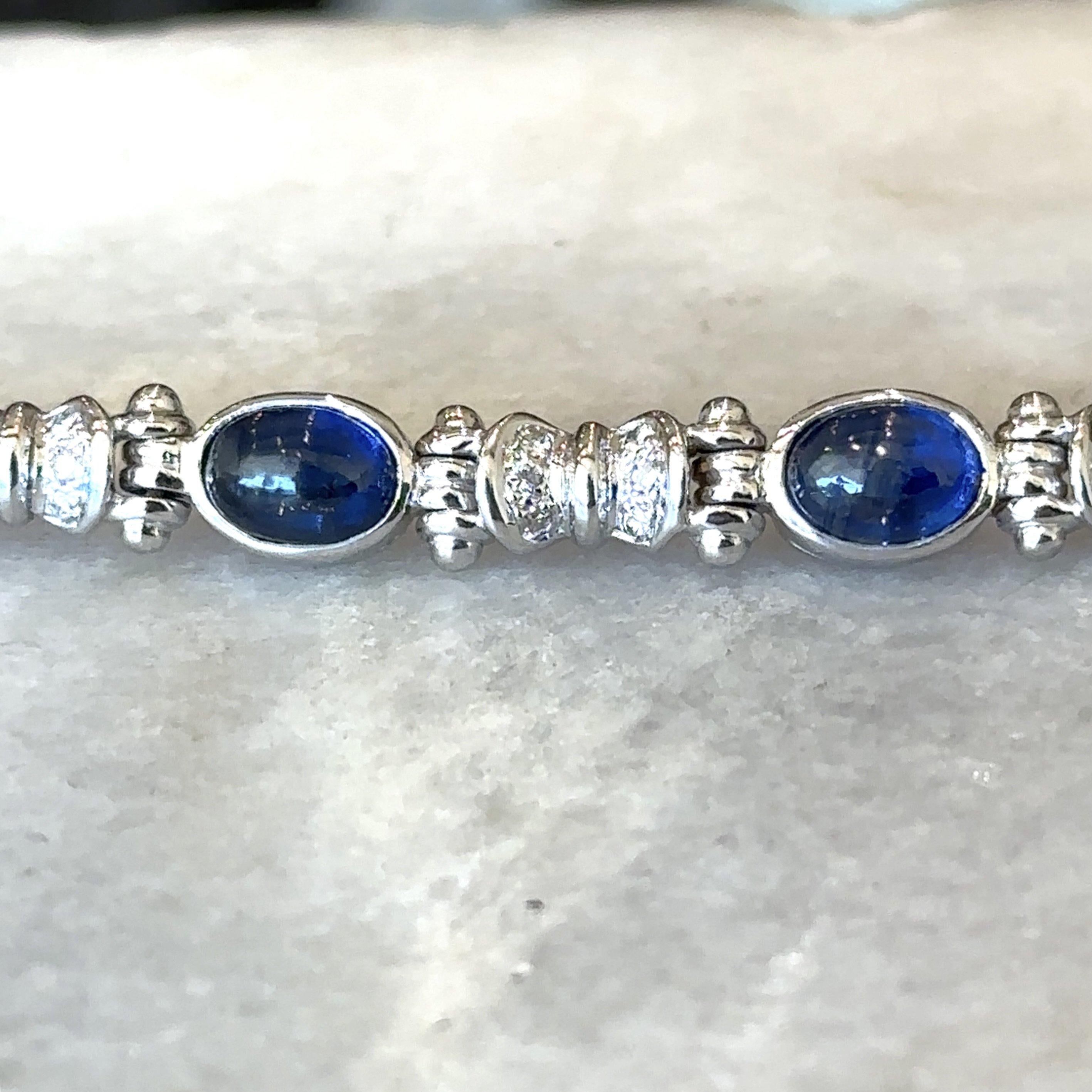 10.48CT Blue Sapphire and Diamond 18K Gold Bracelet en Bueno estado para la venta en Los Angeles, CA