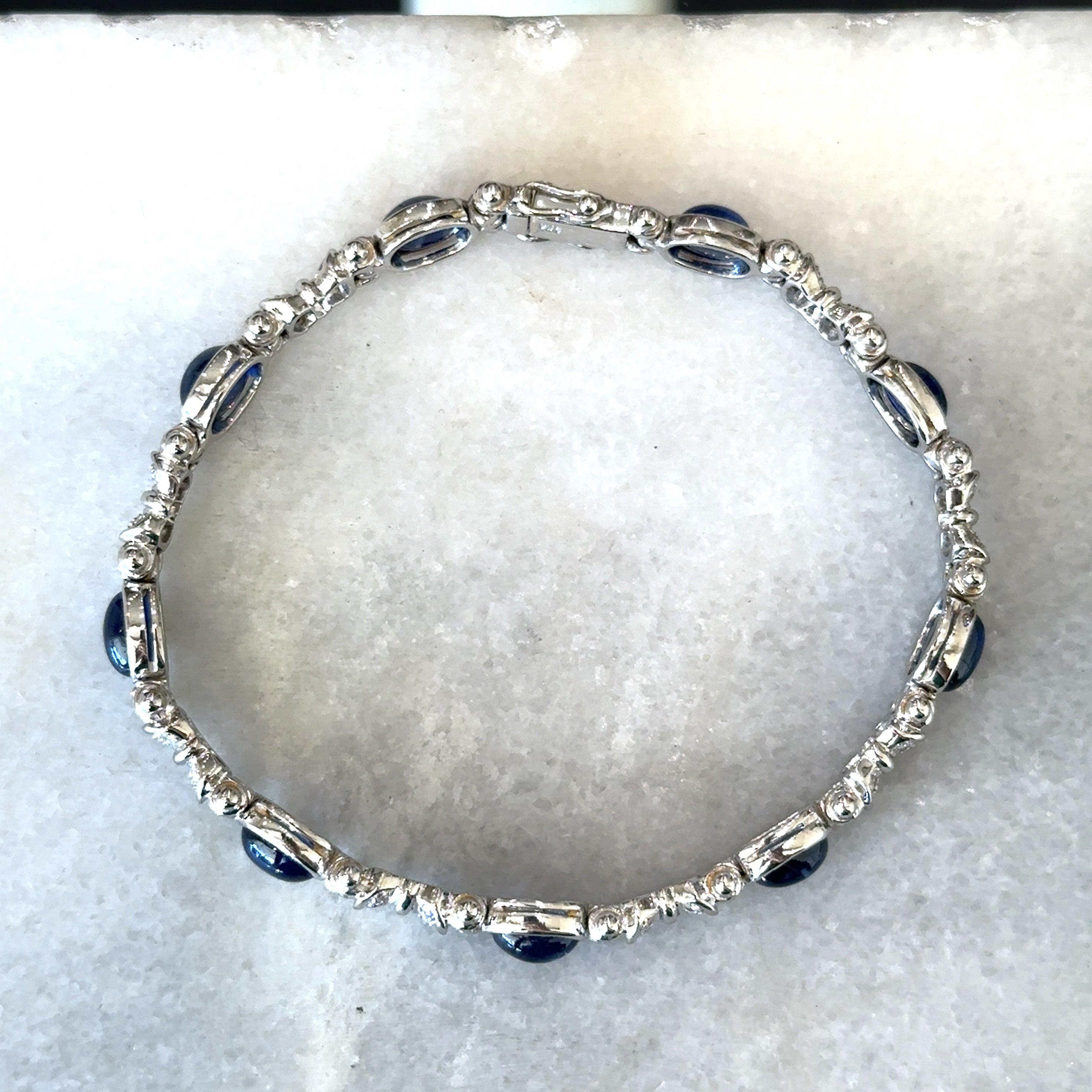 Femenino o masculino 10.48CT Blue Sapphire and Diamond 18K Gold Bracelet en venta