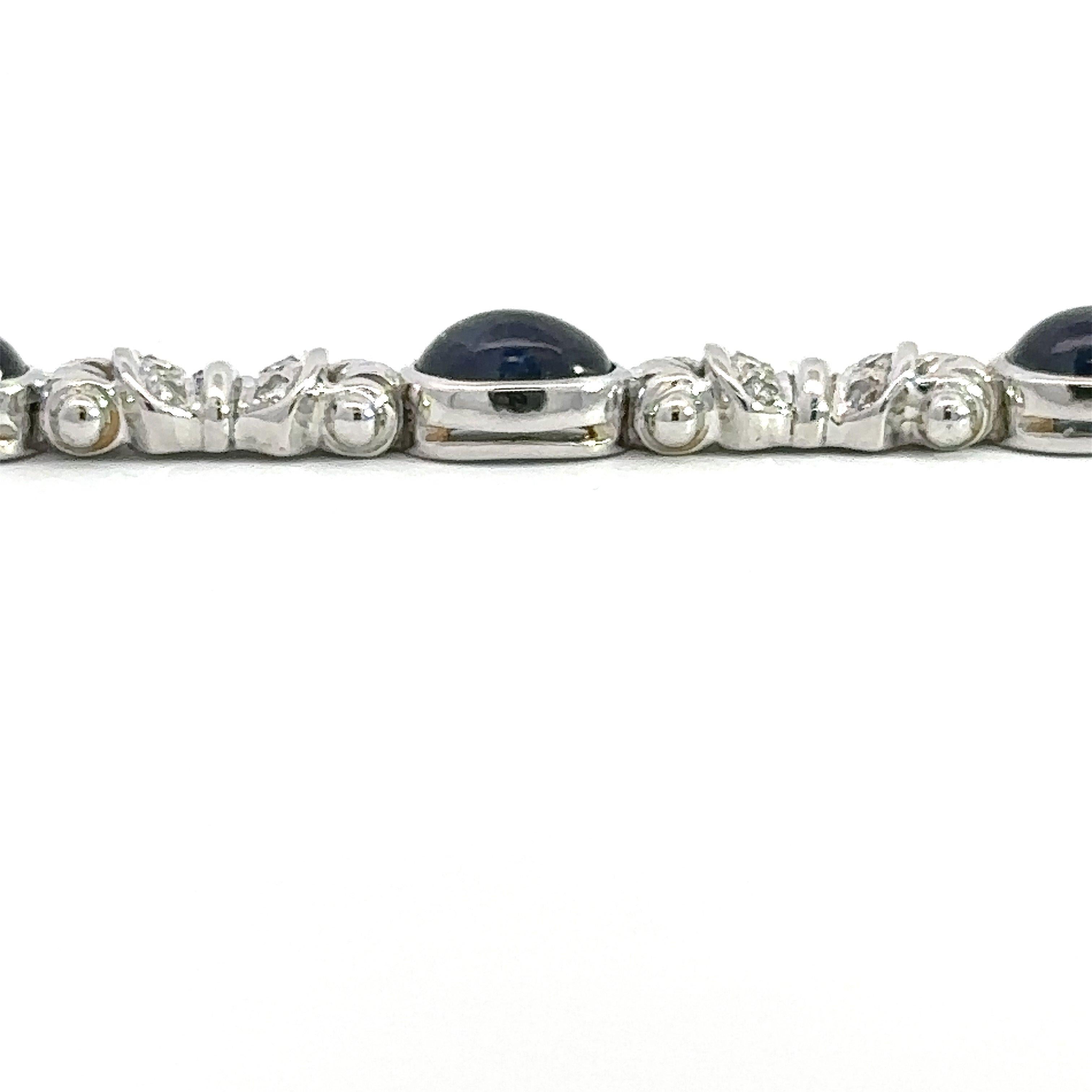 10.48CT Blue Sapphire and Diamond 18K Gold Bracelet en venta 2