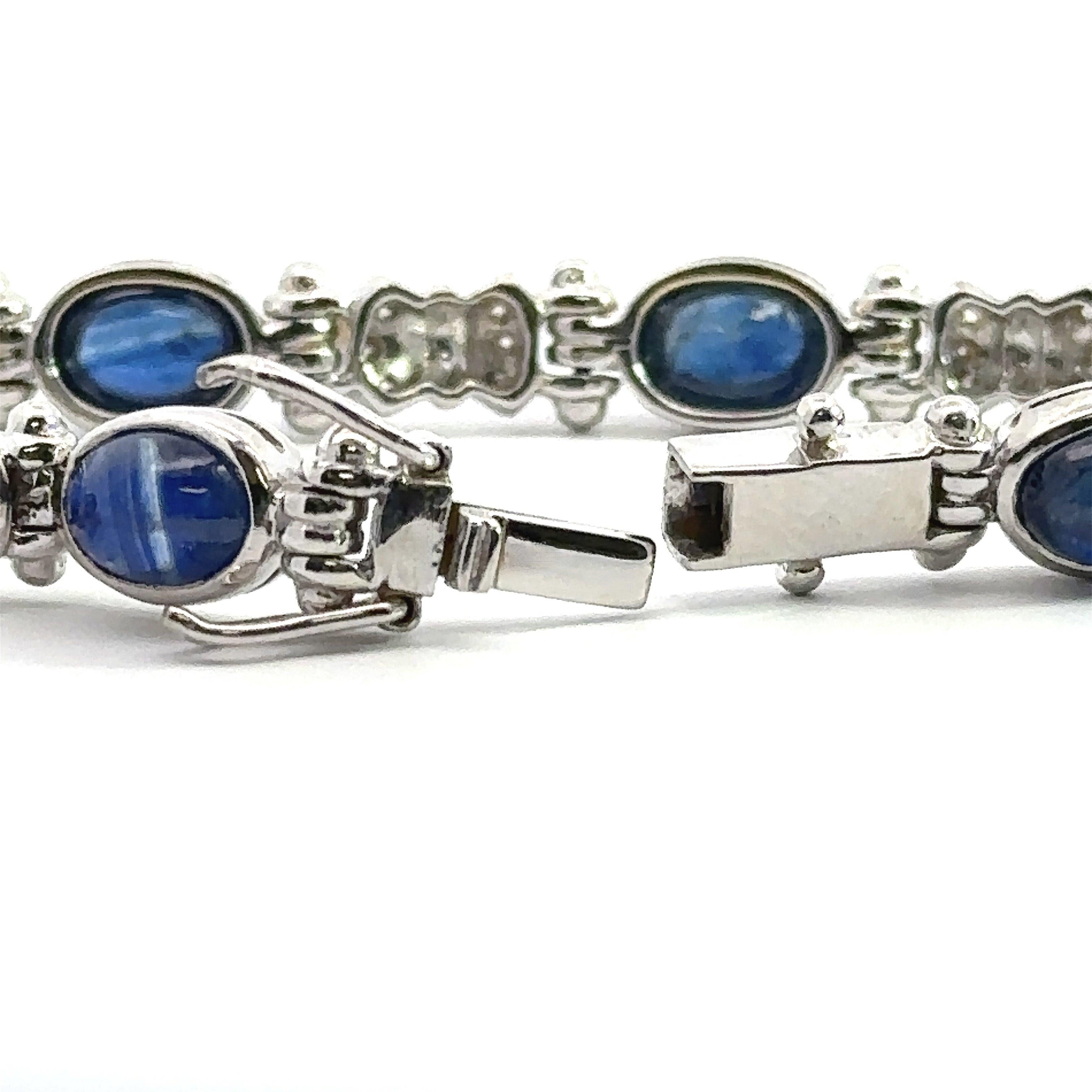 10.48CT Blue Sapphire and Diamond 18K Gold Bracelet en venta 3