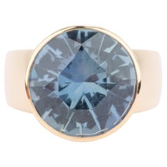 10.48ct GIA-Certified Unheated Sapphire on Wide Band Ring 18K Gold R6766