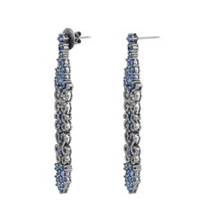 10.49 Carat Diamond and Sapphire Dangle Earrings