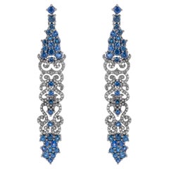 10.49 Carat Diamond and Sapphire Dangle Earrings