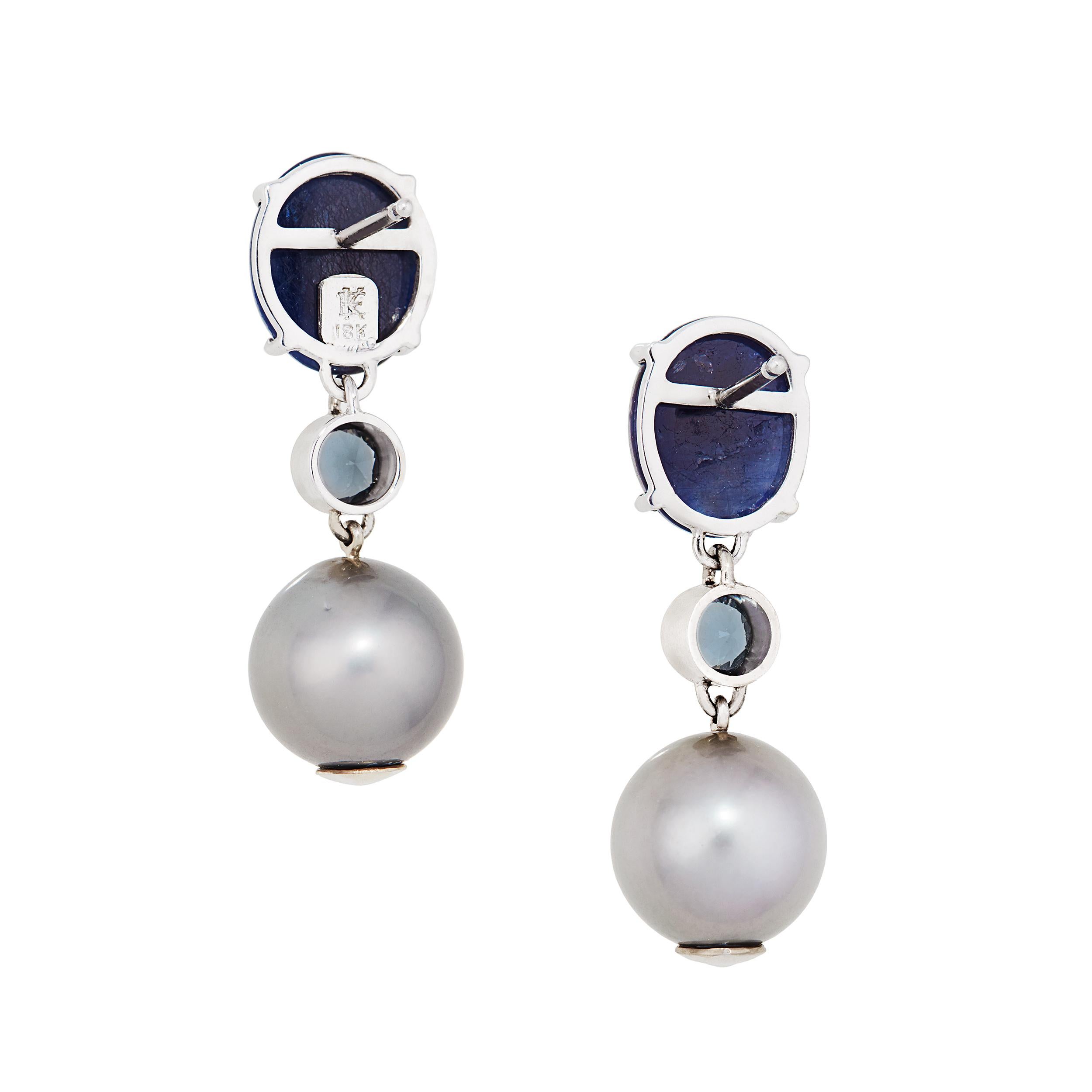 pearl earrings with sapphire