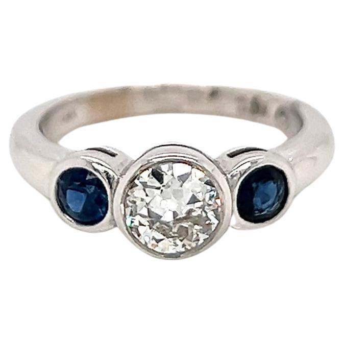 1.04 Carat Sapphire Diamond Engagement Ring For Sale