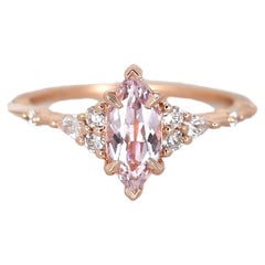 1.04ct Astrid 14kt Rose Gold Blush Sapphire Diamond Marquise Cluster Ring