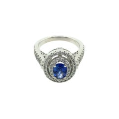 1.04ct Certified Natural Ceylon Sapphire Ring Surrounded by 0.87ct Diamonds