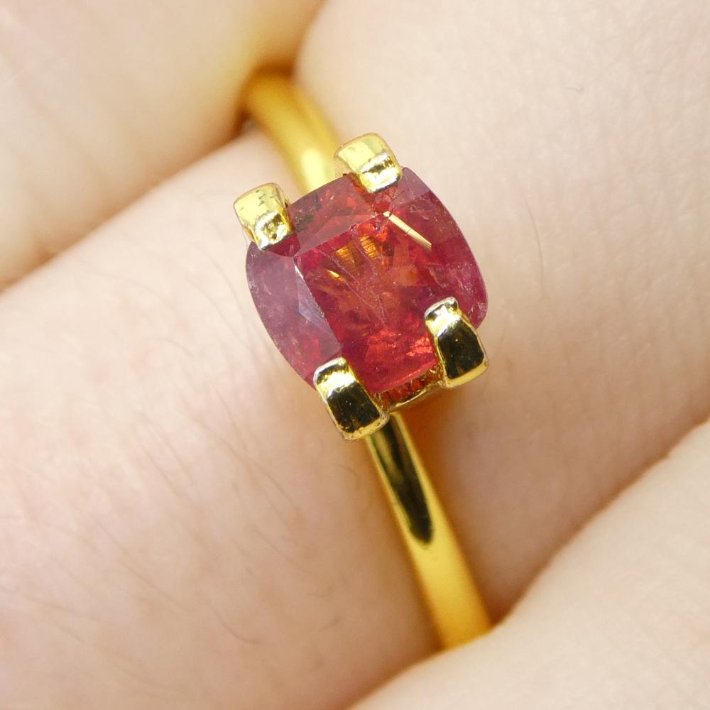 Description:

Gem Type: Sapphire 
Number of Stones: 1
Weight: 1.04 cts
Measurements: 5.41 x 5.31 x 3.75 mm
Shape: Cushion
Cutting Style Crown: Brilliant Cut
Cutting Style Pavilion: Step Cut 
Transparency: Transparent
Clarity: Moderately Included: