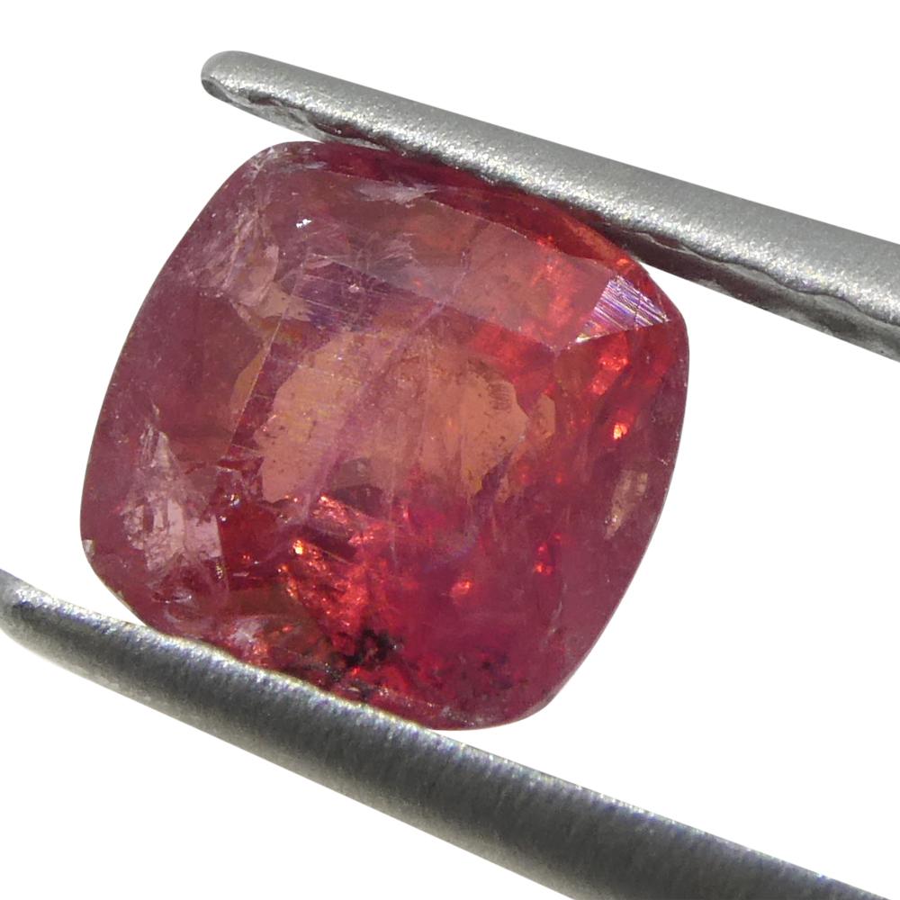 Brilliant Cut 1.04ct Cushion Orangy-Red Sapphire from Tanzania For Sale